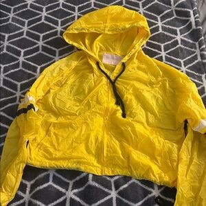 Heart & Hips Yellow Cropped Hooded Windbreaker